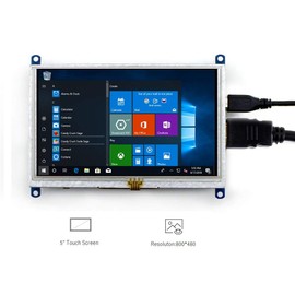 5 Inch TFT LCD Display B 800 x 480 Raspberry Pi Resistive Touch Screen HDMI Module for Raspberry Pi, BeagleBone Black, PC Support Raspbian Ubuntu Kali Retropie Windows 10 IOT/ 10/8.1/8/7