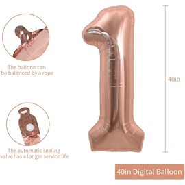 TONIFUL 40 Inch Large Rose Gold Number 18 Balloons Giant Digital 18 or 81 Helium Balloons, Foil Mylar Big Number Balloons for 18th or 81st Birthday Party 18th or 81st Anniversary Supplies Decorations