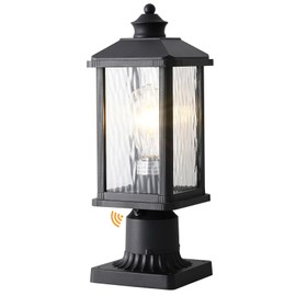 LPINMEIJU Dusk to Dawn Outdoor Post Light, Waterproof Aluminum Pole Light Fixture with Pier Mount Base, lamp Post Light Fixture for Garden Yard Patio Pathway(1 Pack, Black)