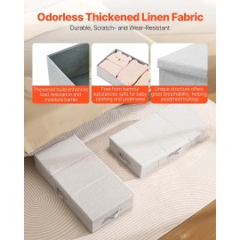 Large 48L Gray Bed Storage Lids 31.7 X 15.9 X 6.1 Inch Low Profile Underbed Clothes Storage Containers Shoe Organizer Bins BoxDefault: Default