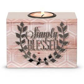 Pavilion Gift company 31024 Simply Blessed Tea Light Holder, Radiant Reflections, 4-1/2 by 3-1/4-Inch