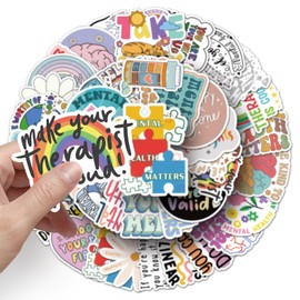 Mental Health Stickers for Kids Teens Adults, 50Pcs Mental Health Matters Awareness Vinyl Decals for Decor Laptop Bumper Guitar Scrapbook, Therapist Teacher Party Gifts Favor Sticker
