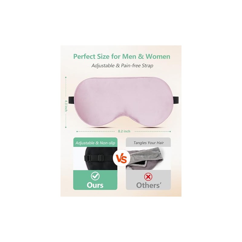 BeeVines Máscara para dormir 100 seda, máscaras oculares opacas (2