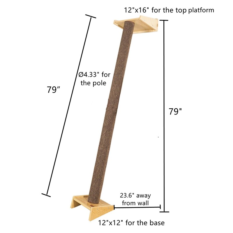 SHENGOCASE Modern 78.7“ Tall Leaning Cat Tree Tower Scratching Post