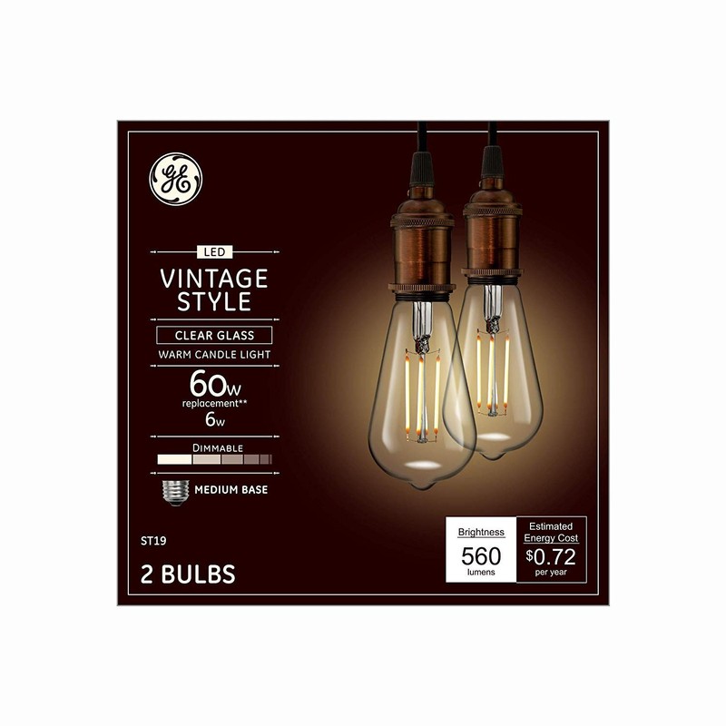 GE Lighting Vintage Edison Style LED Light Bulbs, 6 Watt