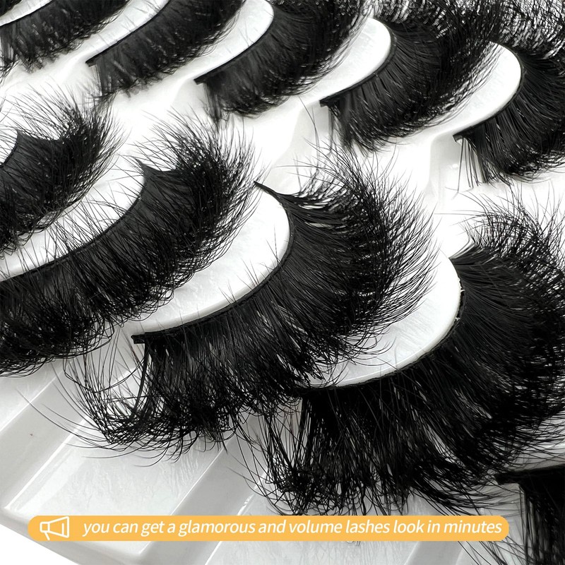 loladook Mink Lashes Fluffy Long 3D Faux Mink Wispy 20mm