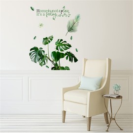 WOHAHA Wall Sticker, House Plants, Stylish, Green Plants, Tortoise Bamboo English, Home is not a place Wallpaper Sticker, Removable, Stylish, Scandinavian Monotone, Wall Decor, Wall Decoration, For