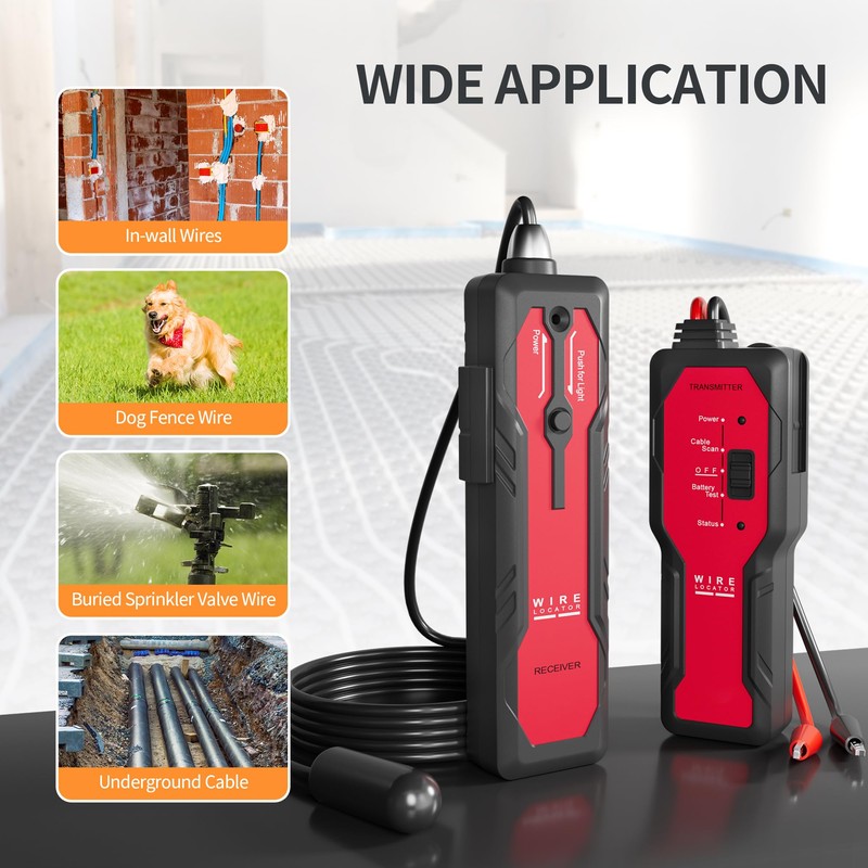 RAINLEOTI Underground Wire Locator,Rechargeable Underground Cable Locator Buried Wire Locator