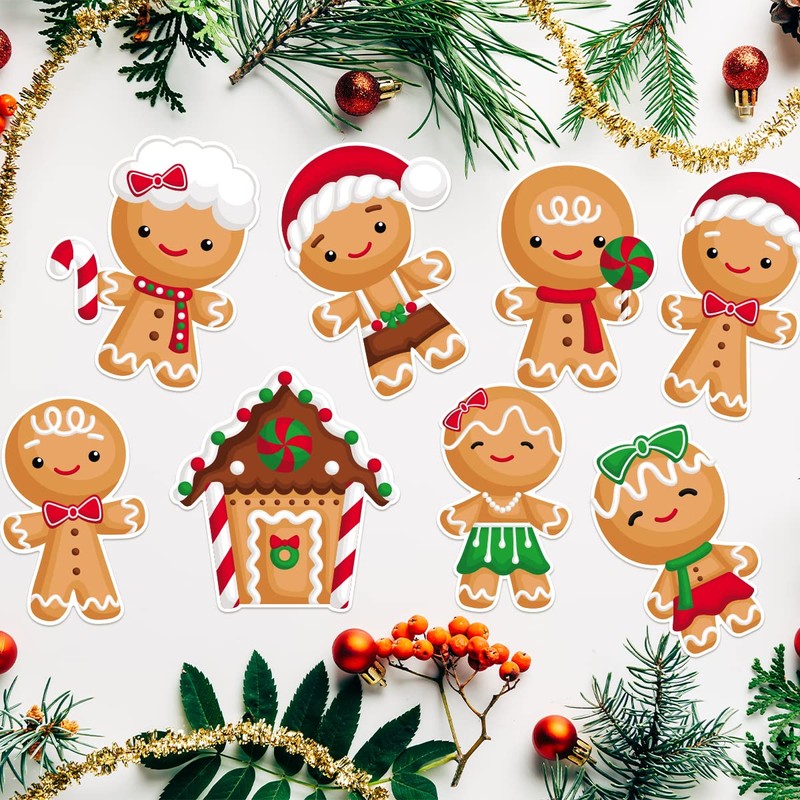Fancy Land 45PCS Gingerbread Cutouts Christmas Decoration Holiday Classroom School