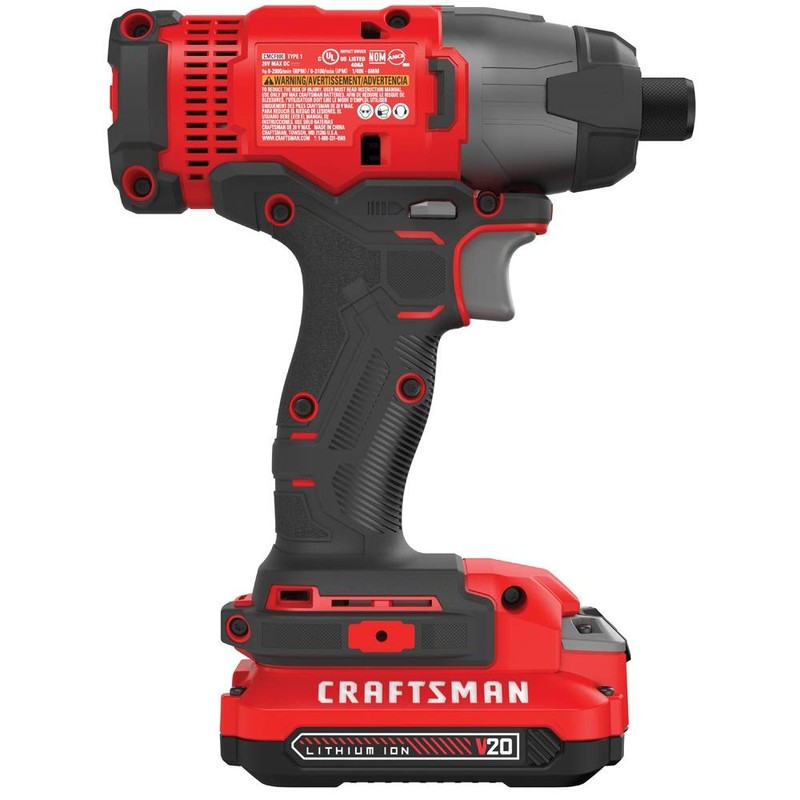 CRAFTSMAN V20 Cordless Impact Driver Kit, 1/4 inch, 2 Batteries