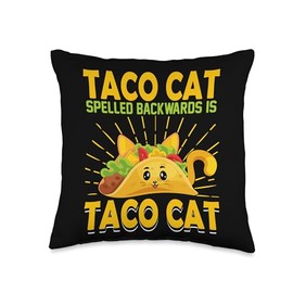 Mens Womens Cute Taco Cat Kitty Kitten Food Gifts Taco Cat Kitten Gift for Foodie Men Women Kids Boys Girls Throw Pillow, 16x16, Multicolor