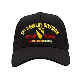 PATCHTOWN US Army 1st Cavalry Division - Vietnam Veteran Hat/Ballcap Adjustable One Size Fits Most (Black, Standard (No Flag))