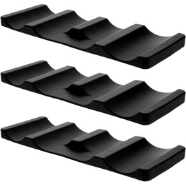 STAHAD Tapete de Silicona para Refrigerador Paquete de 3 Piezas en Hogar o Bar Negro para Organizar Botellas de Vino y Refresco Diseño Ondulado Antideslizante
