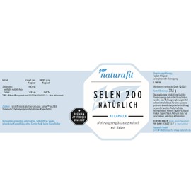 Naturafit Selenium 200 Natural Capsules, Pack of 90 Capsules