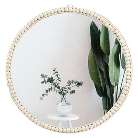 YUSALCEF 20 inch Wall Mirror, Boho Design for Living Room, Bedroom, Bathroom Decor, Hand Woven Rattan Mirror