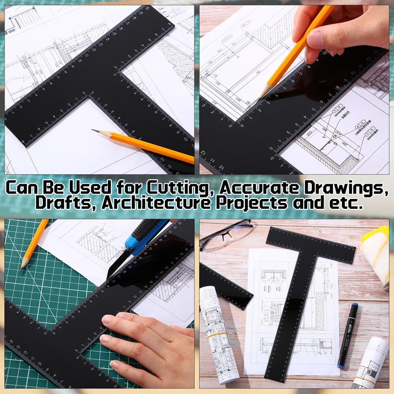 AmazingSpark 2 Pack T Square Rulers, 12 Inch Acrylic T