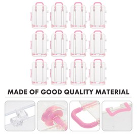 HEMOTON 12pcs Mini Travel Suitcase Favor Box Clear Small Candy Box Plastic Doll Clothes Necklace Ring Jewelry Storage Box for Christmas Wedding Party Decoration Pink