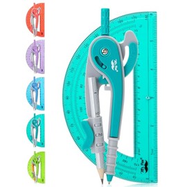 Mr. Pen - Juego de compás y transportador, compás matemático para geometría y dibujo | 6 Inch Protractor, Drawing Tool for School, Clear Plastic, Easy