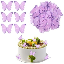Ouligay 60 Stück Schmetterling Tortendeko Essbar, Lila Essbare Schmetterlinge für Torte, Esspapier Tortendeko Kuchen Deko Mädchen Schmetterlinge Muffin Deko für Hochzeit Geburtstag Party Taufe