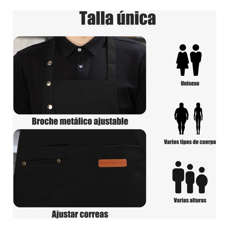 2 Pzs Mandil Delantal Cocina Chef Multiusos Ajustable