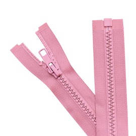 Sawoake 2 cremalleras separadoras #5 de 24 pulgadas para coser abrigos, chaqueta con cremallera, cremalleras de plástico moldeado rosa a granel, herramientas de costura para sastrería DIY para prendas