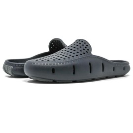 Floafers Sunset Slide - Unisex Slides - Sectional Traction - Utility Hole at Heel - Scuff-Proof Rubber Outsole Black/Asphalt Men's 11, Women's 13 Medium