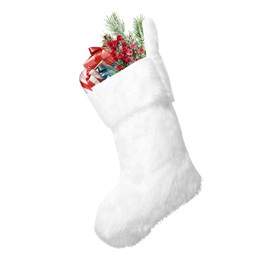 LOMOHOO White Christmas Stockings Faux Fur Stockings for Christmas Decorations Farmhouse Rustic Large Christmas Stocking for Fireplace Decor Christmas Ornaments Gift Bags(White)
