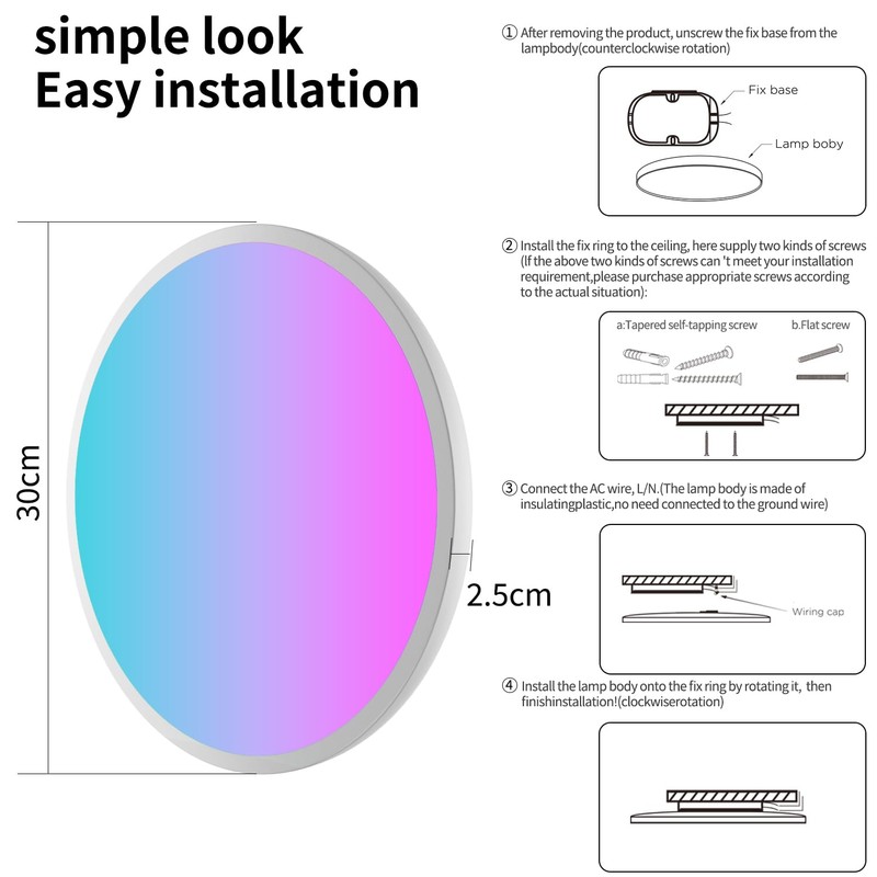 DoHome Smart LED Ceiling Lights RGBCW Color Changing Ceiling Light