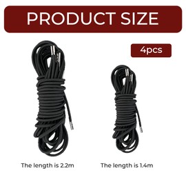 4 Pieces Replacement Cords(2 Long And 2 Short),Black Loungers Sun Chair Elastic Cord Kit,Universal Reclining Beach Recliner Lacing,Large Elasticated Rope for Lafuma Zero Gravity Chairs Set in Garden