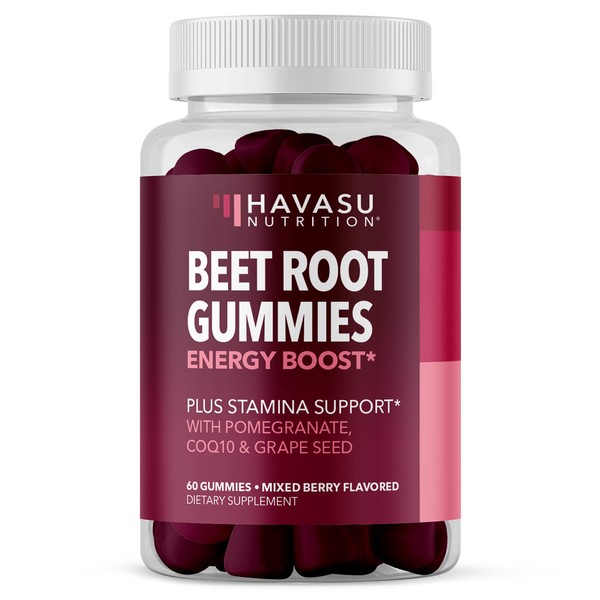 Beet Root + COQ10 Gummies Nitric Oxide Booster for Healthy Energy & Circulation Support with Pomegranate Extract | Circulation Supplements for Heart Health | Mixed Berry Flavor 60 Vegan Gummies
