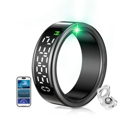 Smart Ring 5th Generation JZ5.1 Chip & 0% Measurement Error: Military-Tested Titanium Design & IP68 Fitness Ring 30 Languages Support Smart Rings for Women & Smart Ring Men for Android IOS Black #10