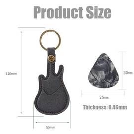 Guitar Pick Holder, Guitar Picks Leather Keychain Bag with 5 Guitar Picks, Guitar Picks, Celluloid Picks for Acoustic Guitar, Electric Guitar, Bass, Ukulele (Black)