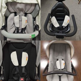 2 Piece Baby Stroller Car Seat Strap Covers Universal Reversible Soft Seat Belt Cushion Pad for Newborns Infants and Kids (Light Grey)