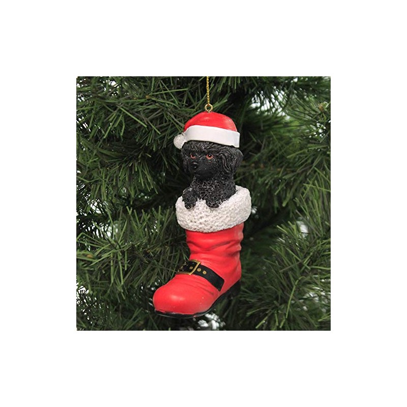 Holiday Ornaments Poodle in Santa Boot Polyresin Pet Parade D3449po
