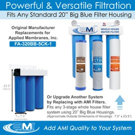 Applied Membranes Inc. 3-Stage Whole-House Water Filter Cartridge Replacements, 20-Inch Sediment, Carbon, and Heavy-Metal Filter Cartridges