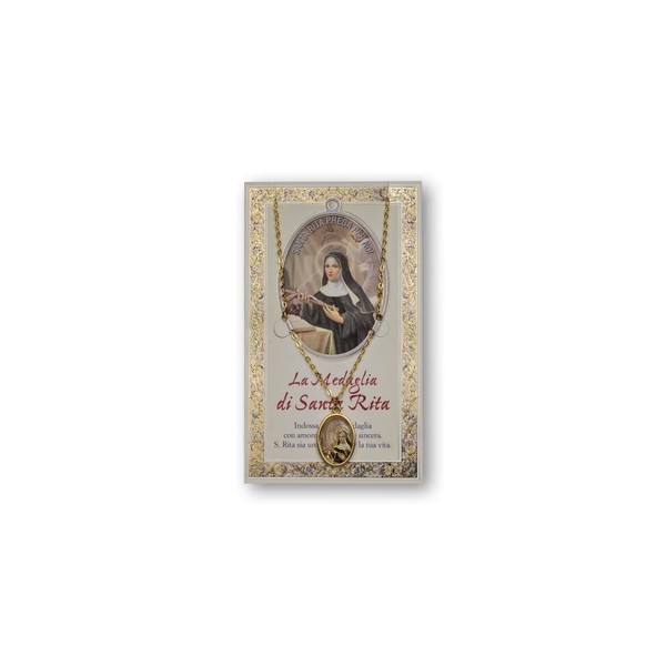 Fratelli Bonella | Santa Rita Medal and Prayer Card | Made in Italy