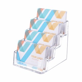1 Piece Desktop Clear Bussiness Card Holder, Plastic Card Display Stand, 4 Tier Acrylic Card Holder for Office
