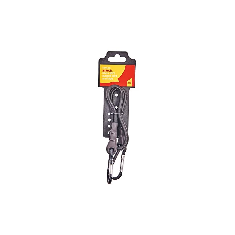 Amtech 24" Bungee Cord with Dual Carabiner Clips, 8mm Heavy-Duty
