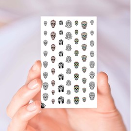 Day of The Dead Sugar Skull Clear Vinyl (Cut, Peel, & Stick) Nail Designs