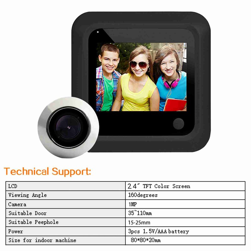 2.4 Inch Video Doorbell 145 Degree Peephole Viewer Video Eye