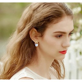 YONVUN Austrian Crystal Drop Dangle Earrings | Plated 18K/Rose Gold Zircon Gemstone Birthstone Hanging Dangly Stud Earrings Jewelry Gift for Wife Mom Daughter Girlfriend