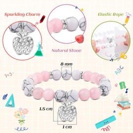 QianSiLi Teacher Gifts For Women Thank You Teacher Bracelet Natural Stone Bead Bracelets For Womens Nursery Teacher Gifts Back To School Gifts Best Teacher Gifts -Pink Crystals