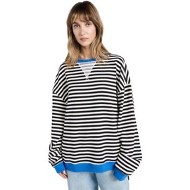 Free People Women's Classic Striped Crew, Black Combo