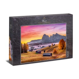 Ulmer Puzzleschmiede - Puzzle "Seiser ALM" - Classic 1000 Pieces Landscape Puzzle with Picturesque Mountain Motif - The Autumnal Alpe di Siusi in the Dolomites in South Tyrol, Italian Alps
