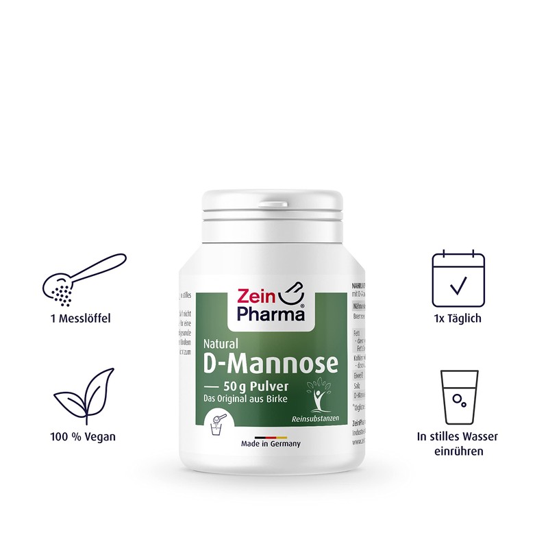ZeinPharma D-Mannose Pulver 50g (Monatsvorrat) - dietätische Behandlung gegen Blasenentzündung