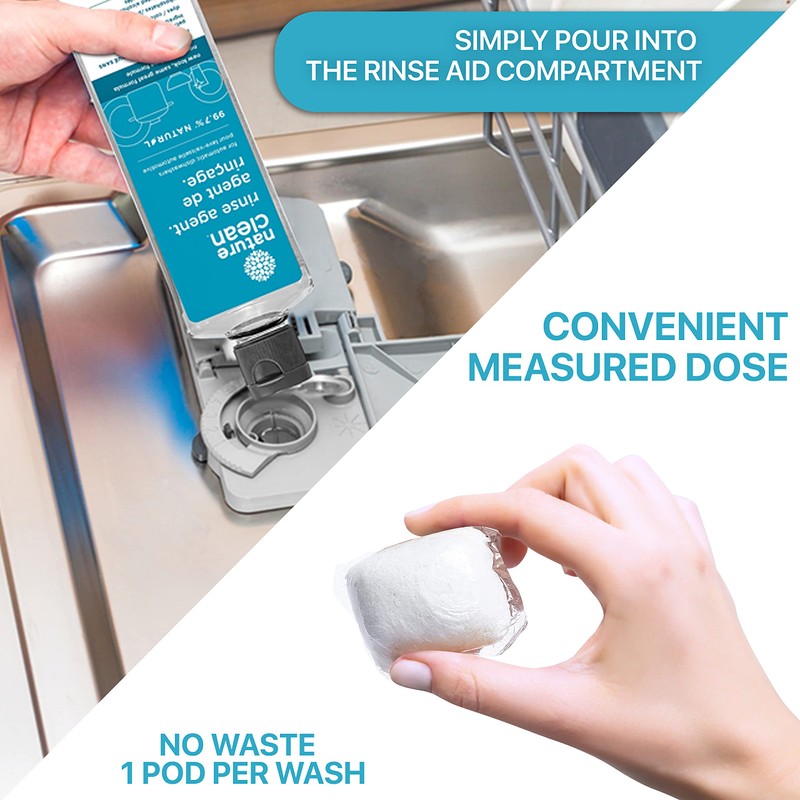 NATURE CLEAN Natural Dishwasher Detergent Pods + Natural Rinse Aid
