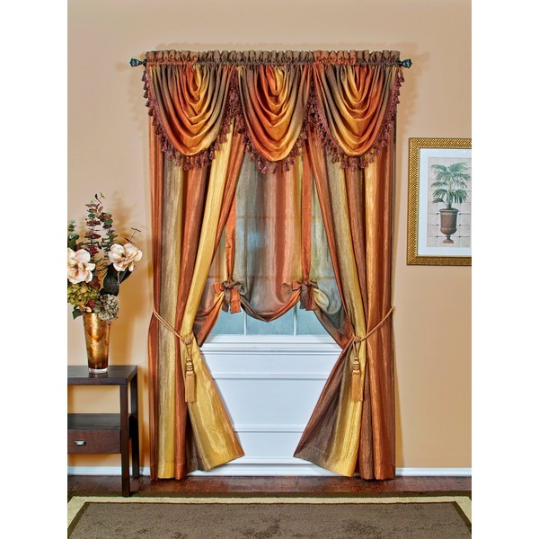 Achim Home Furnishings Ombre Waterfall Valance, Black