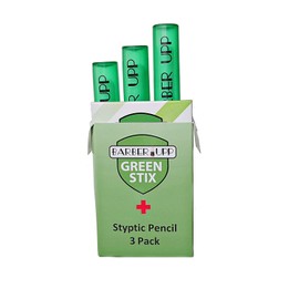 BarberUpp Green Stix + Styptic Pencil Set - Aluminum Sulfate Anti-Bleed Accessories for Shaving Nicks, Razor Cuts, Canker Sore - Block & Stop Bleeding Fast - For Men & Women, 3 Pencils & 20 Sticks