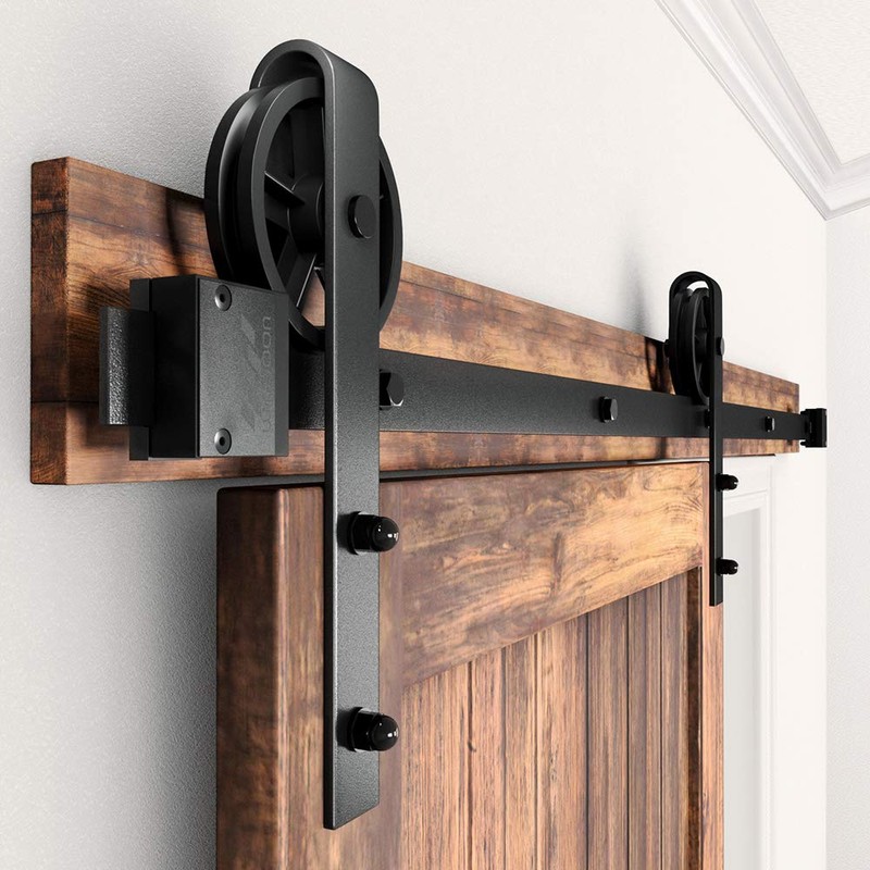 WINSOON 6FT Heavy Duty Sliding Barn Door Hardware Kit, Black