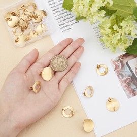 UNICRAFTALE 20 Pieces 2 Colours Stainless Steel Stud Earrings Curved Flat Round DIY Stud Earrings with 3 mm Hole DIY Earring Components 20 mm Diameter Earring Parts for Jewellery Making, 0.8 mm Pin